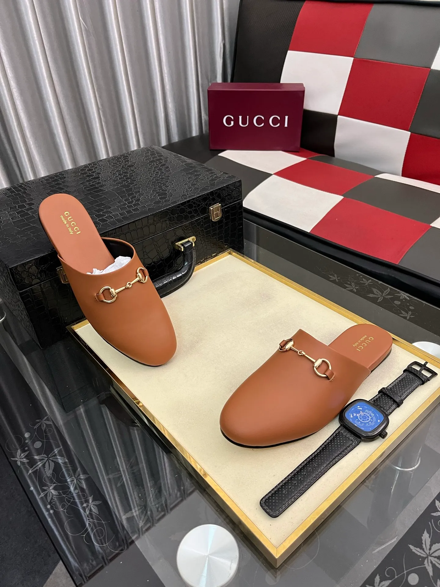 Men's shoes 💰480⌚️⌚️[Gucci] 2024 new season half-slip men's shoes, made of Italian imported first-layer frosted cowhide➕sheepskin lining, original hardware buckle, original combination wear-resistant outsole, real shot 🎬 Very comfortable on the feet, size 36-44